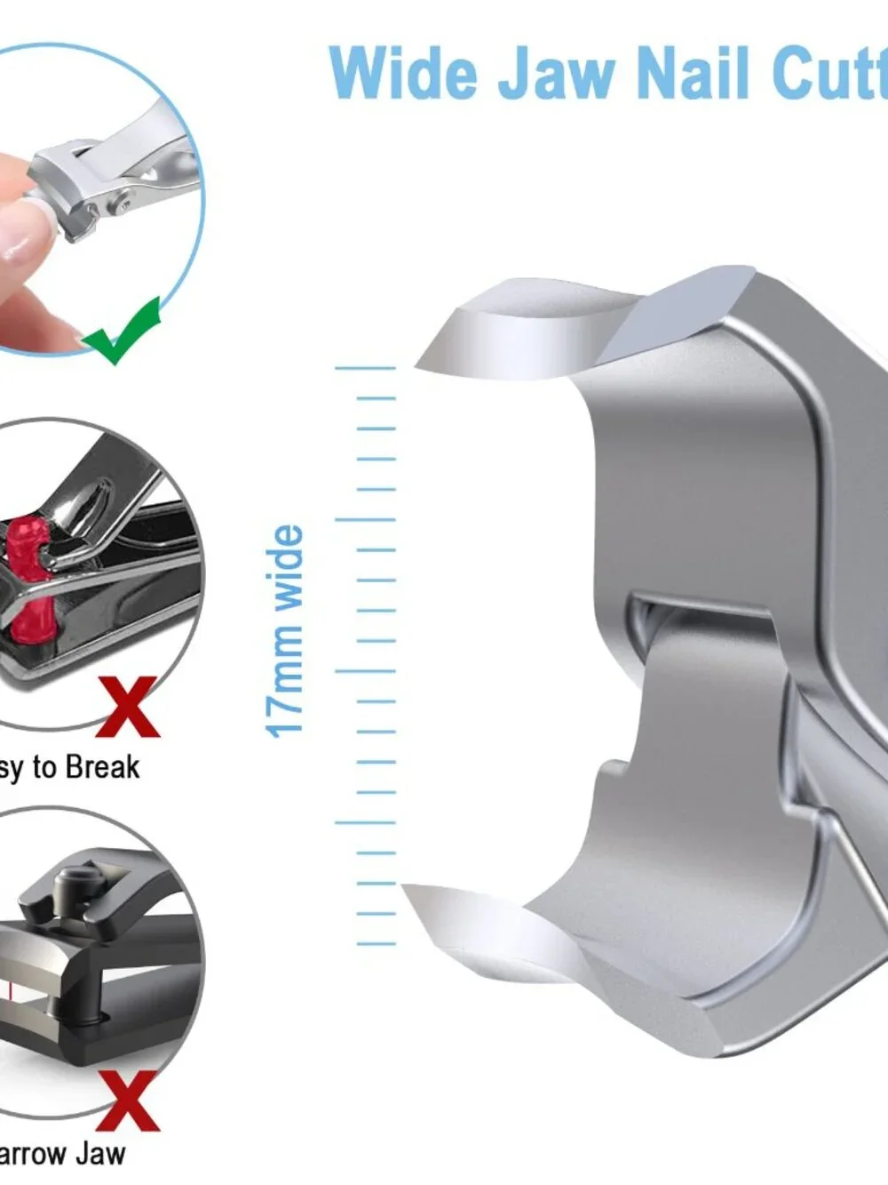 GLAMFIELDS Nail Clippers, 17mm Wide Jaw Opening Toenail Clippers for Seniors Thi